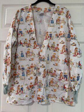 S.C.R.U.B.S.  Unisex Vintage Womens Button-Up Scrub Jacket With Pockets Medium 1